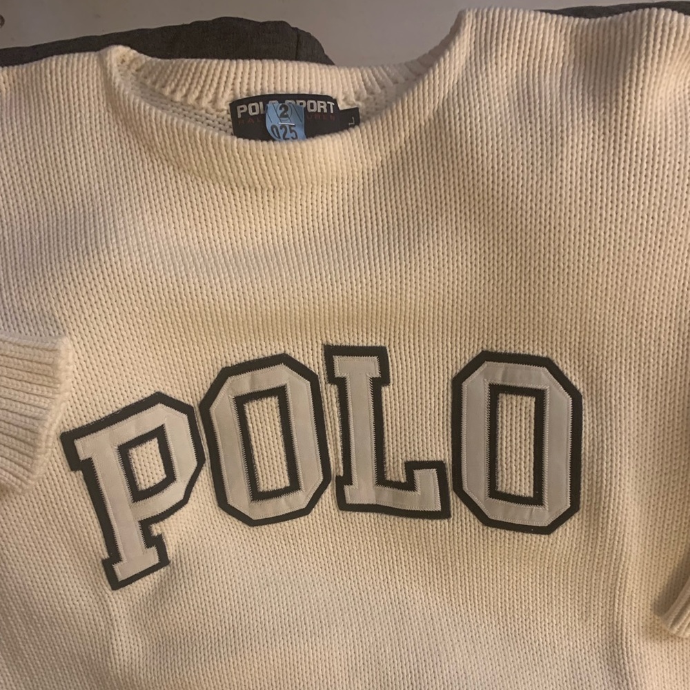 The classic Polo Varsity Spell out sweater